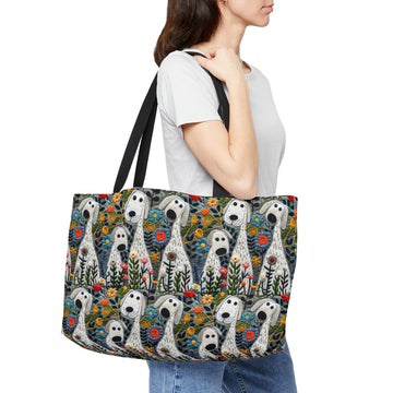 Weekender Tote Bag - Fabric Effect Dogs With Flowers